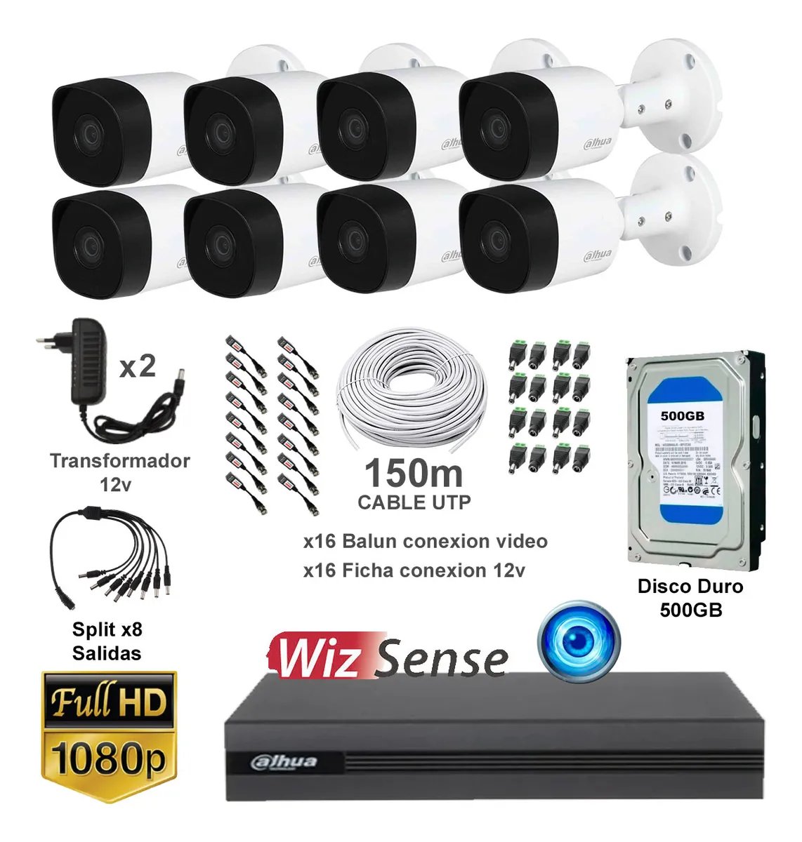 Kit Seguridad Avanzada CCTV 8 Cámaras miniatura